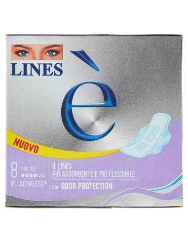 lines e' assorbenti in lactifless - 8 pezzi - anatomico con ali: tuttocasashop.it: igiene e cura della persona