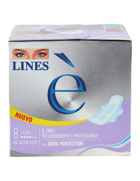 lines e' assorbenti in lactifless - 8 pezzi - anatomico con ali: tuttocasashop.it: igiene e cura della persona