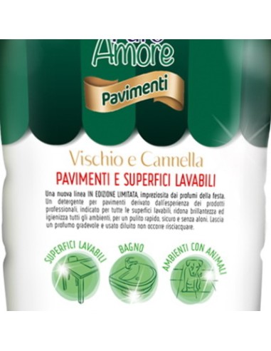 puro amore detergente per pavimenti - 1 litro - vischio e cannella: tuttocasashop.it: pulizia e cura della casa