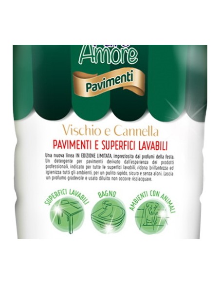 puro amore detergente per pavimenti - 1 litro - vischio e cannella: tuttocasashop.it: pulizia e cura della casa