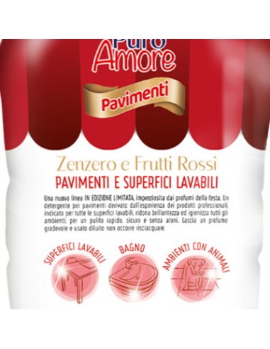 puro amore detergente per pavimenti - 1 litro - zenzero e frutti rossi: tuttocasashop.it: pulizia e cura della casa