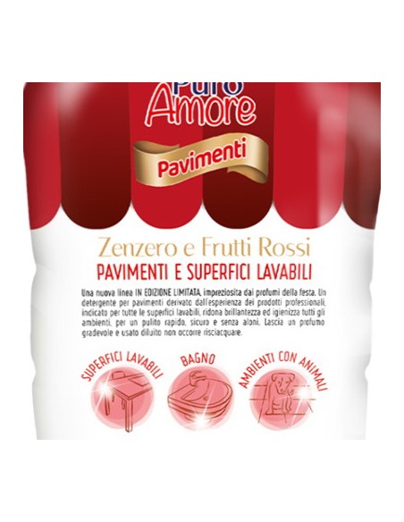 puro amore detergente per pavimenti - 1 litro - zenzero e frutti rossi: tuttocasashop.it: pulizia e cura della casa