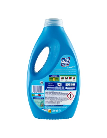 ace detersivo lavatrice liquido - 27 lavaggi - 1350ml - classico: tuttocasashop.it: prodotti per bucato e tessuti