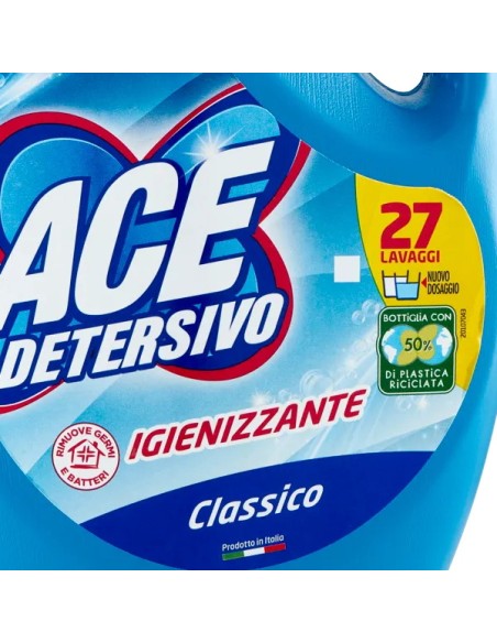 ace detersivo lavatrice liquido - 27 lavaggi - 1350ml - classico: tuttocasashop.it: prodotti per bucato e tessuti