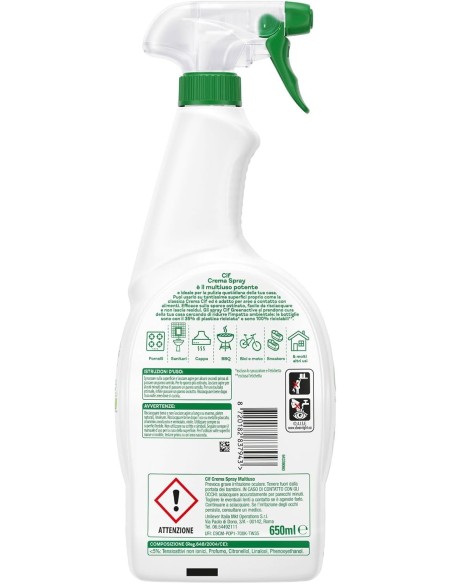 cif crema spray multiuso - 650ml - sporco ostinato - risciacquo facile: tuttocasashop.it: pulizia e cura della casa