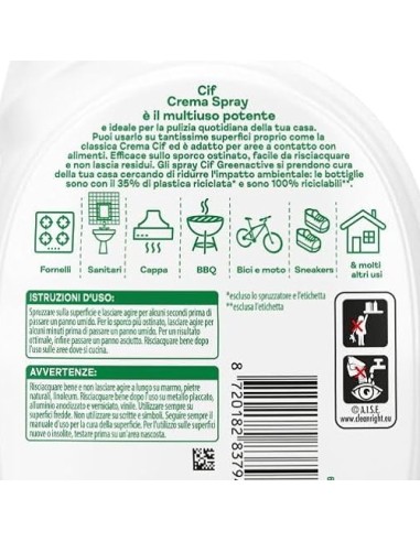 cif crema spray multiuso - 650ml - sporco ostinato - risciacquo facile: tuttocasashop.it: pulizia e cura della casa