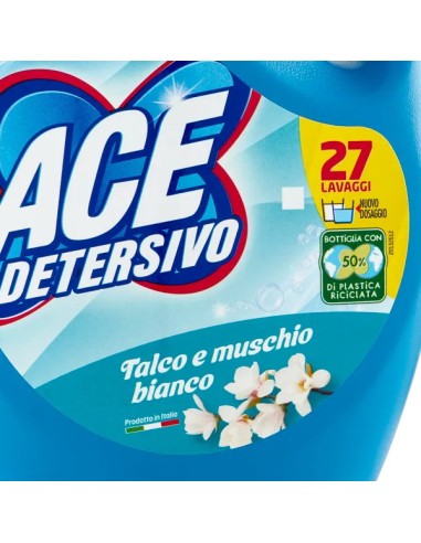 ace detersivo lavatrice liquido - 27 lavaggi - 1350ml - talco e muschio b.: tuttocasashop.it: prodotti per bucato e tessuti