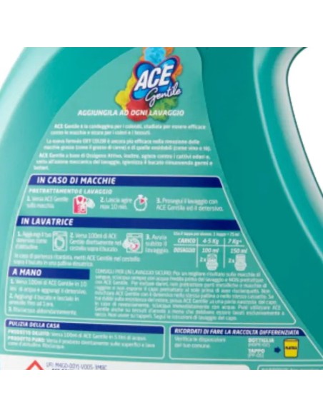 ace gentile candeggina delicata - 2300ml - oxy color - fresco profumo: tuttocasashop.it: prodotti per bucato e tessuti