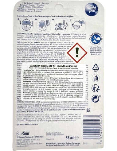 ambipur tavoletta deodorante e igienizzante wc - 55ml - lemon & mandarin: tuttocasashop.it: pulizia e cura della casa