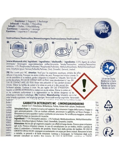 ambipur tavoletta deodorante e igienizzante wc - 55ml - lemon & mandarin: tuttocasashop.it: pulizia e cura della casa