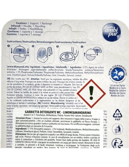 ambipur tavoletta deodorante e igienizzante wc - 55ml - lemon & mandarin: tuttocasashop.it: pulizia e cura della casa