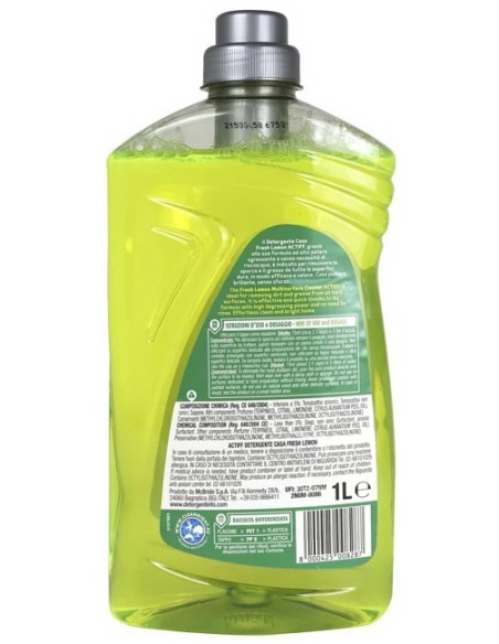 actiff detergente casa pavimenti e superfici dure - 1 litro - fresh lemon: tuttocasashop.it: pulizia e cura della casa