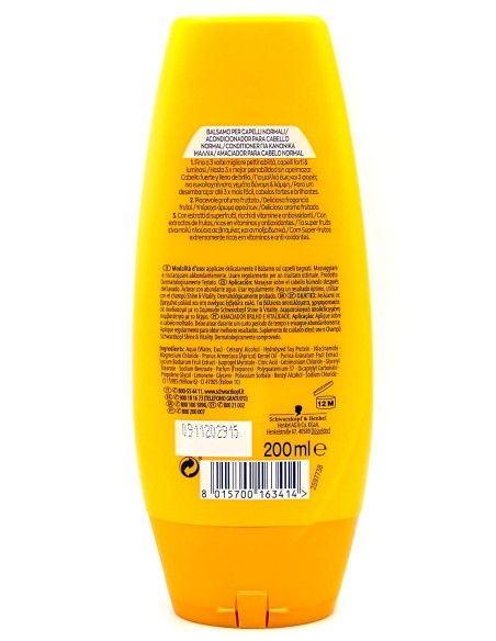 schwarzkopf testanera balsamo 200ml - lucentezza & vitalita' capelli normali: tuttocasashop.it: igiene e cura della persona