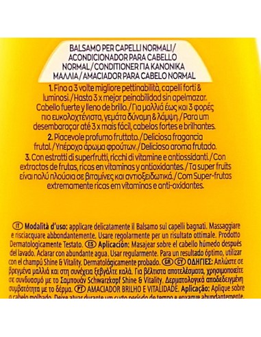schwarzkopf testanera balsamo 200ml - lucentezza & vitalita' capelli normali: tuttocasashop.it: igiene e cura della persona