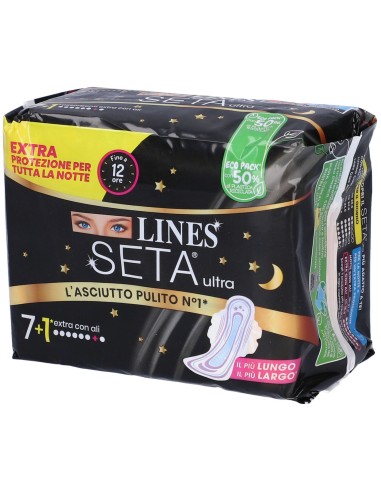 lines seta ultra assorbenti - 8 pezzi - extra lungo notte con ali: tuttocasashop.it: igiene e cura della persona
