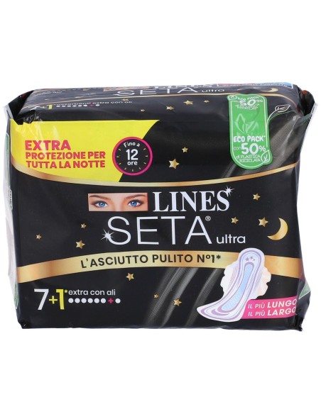 lines seta ultra assorbenti - 8 pezzi - extra lungo notte con ali: tuttocasashop.it: igiene e cura della persona