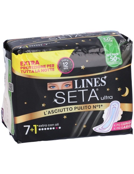 lines seta ultra assorbenti - 8 pezzi - extra lungo notte con ali: tuttocasashop.it: igiene e cura della persona