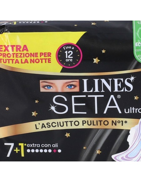 lines seta ultra assorbenti - 8 pezzi - extra lungo notte con ali: tuttocasashop.it: igiene e cura della persona
