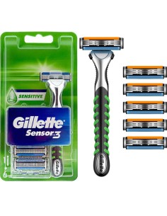 gillette sensor iii sensitive rasoio in metallo +6 testine ricambio a 3 lame: tuttocasashop.it: igiene e cura della persona