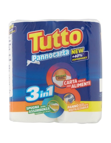 Tutto Pannocarta 3in1 Panno Riutilizzabile 2 rotoli