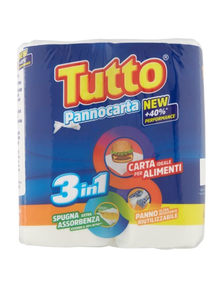 Tutto Pannocarta 3in1 Panno Riutilizzabile 2 rotoli