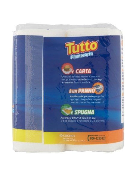 Tutto Pannocarta 3in1 Panno Riutilizzabile 2 rotoli