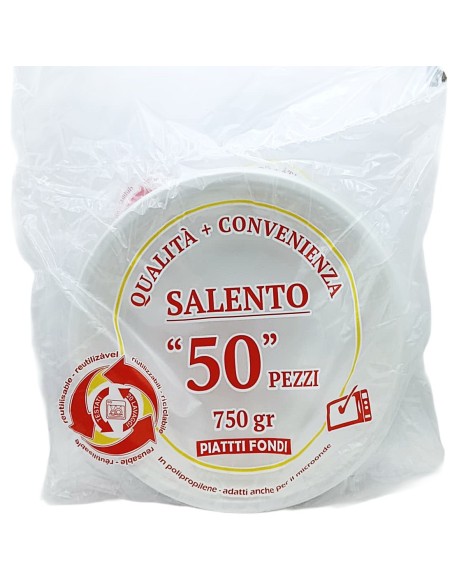 Salento 50 Piatti Monouso Plastica Extra Rigidi Diametro 22cm - 750g - Fondi