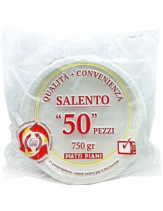 Salento 50 Piatti Monouso Plastica Extra Rigidi Diametro 22cm - 750g - Piani