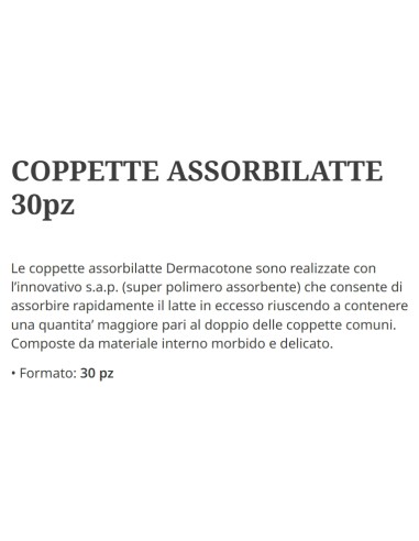 Dermacotone Coppette Assorbilatte Adesive 30 Pezzi
