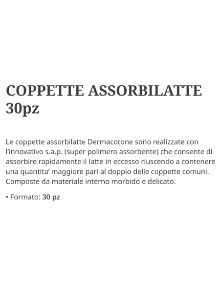 Dermacotone Coppette Assorbilatte Adesive 30 Pezzi