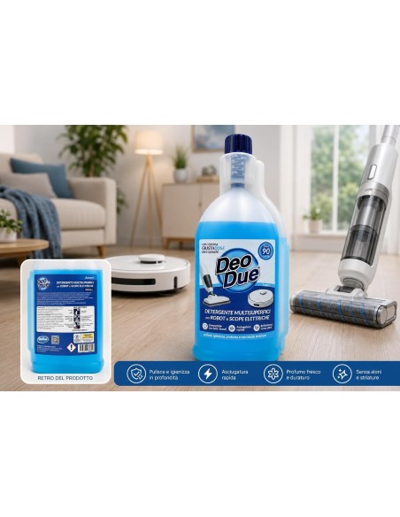 Deo Due Detergente Multisuperfici Per Robot E Scope Elettriche 900ml Azzurro