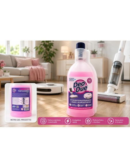 Deo Due Detergente Multisuperfici Per Robot E Scope Elettriche 900ml - Rosa