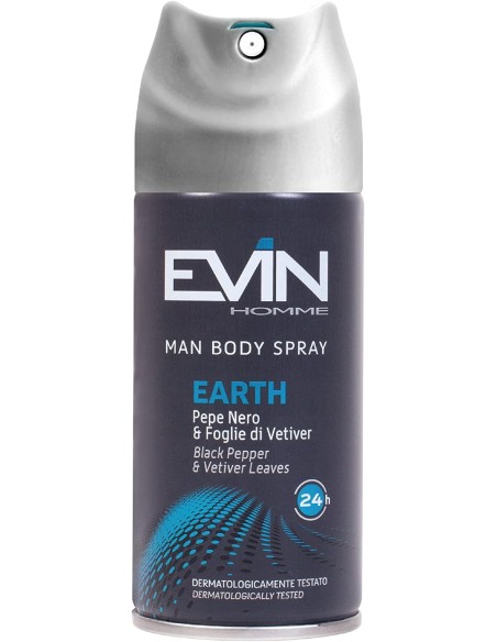 evin deodorante spray uomo - 150ml - earth - pepe nero e foglie di vetiver: tuttocasashop.it: igiene e cura della persona