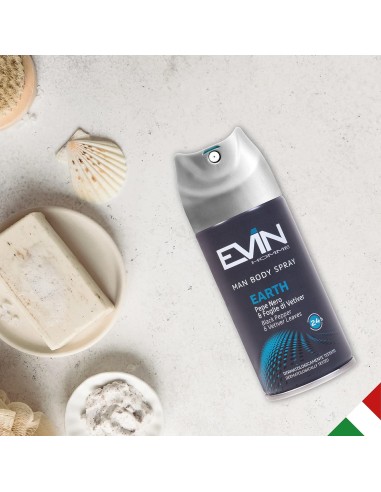 evin deodorante spray uomo - 150ml - earth - pepe nero e foglie di vetiver: tuttocasashop.it: igiene e cura della persona