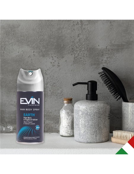 evin deodorante spray uomo - 150ml - earth - pepe nero e foglie di vetiver: tuttocasashop.it: igiene e cura della persona