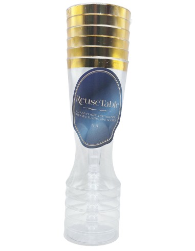 Reusetable Crystal Gold - 6 Calici In Plastica Riutilizzabili - 180cc - Oro