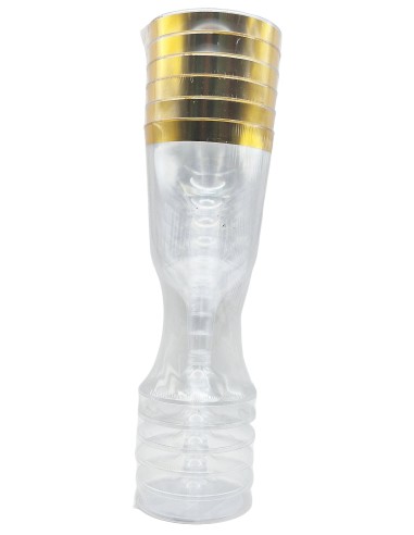 Reusetable Crystal Gold - 6 Calici In Plastica Riutilizzabili - 180cc - Oro