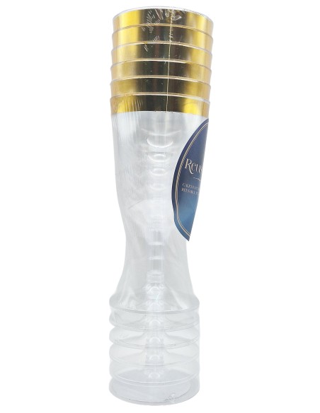 Reusetable Crystal Gold - 6 Calici In Plastica Riutilizzabili - 180cc - Oro