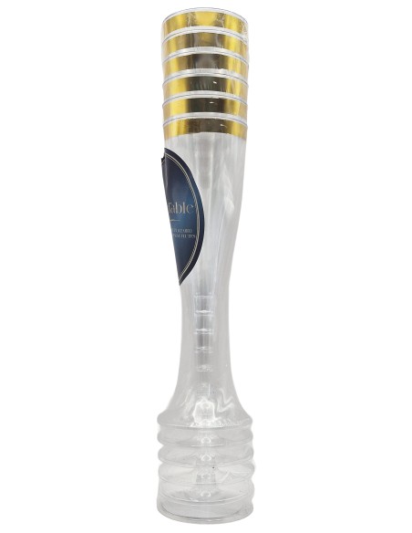 Reusetable Crystal Gold - 6 Flutes In Plastica Riutilizzabili - 140cc - Oro