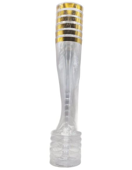 Reusetable Crystal Gold - 6 Flutes In Plastica Riutilizzabili - 140cc - Oro