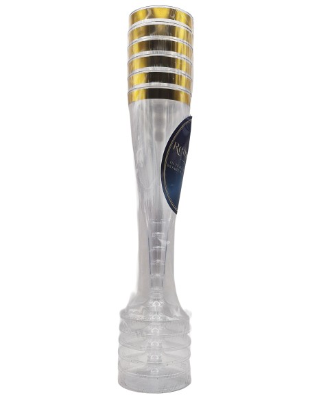 Reusetable Crystal Gold - 6 Flutes In Plastica Riutilizzabili - 140cc - Oro