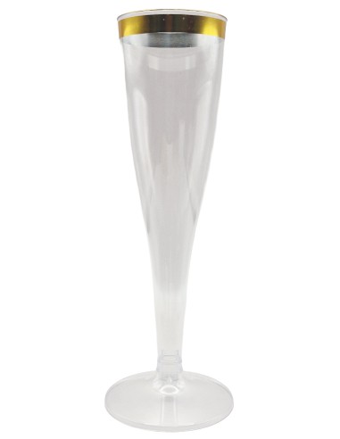Reusetable Crystal Gold - 6 Flutes In Plastica Riutilizzabili - 140cc - Oro