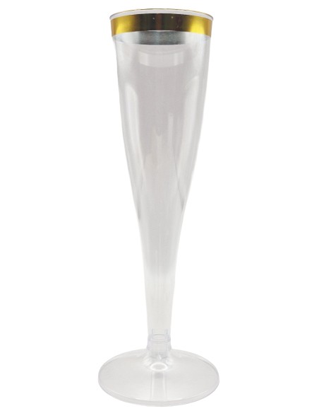 Reusetable Crystal Gold - 6 Flutes In Plastica Riutilizzabili - 140cc - Oro