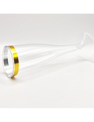 Reusetable Crystal Gold - 6 Flutes In Plastica Riutilizzabili - 140cc - Oro