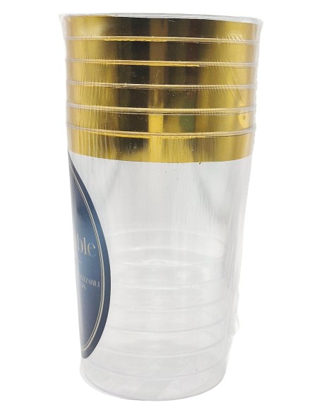 Reusetable Crystal Gold - 6 Bicchieri In Plastica Riutilizzabili - 300cc - Oro