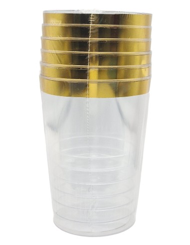 Reusetable Crystal Gold - 6 Bicchieri In Plastica Riutilizzabili - 300cc - Oro