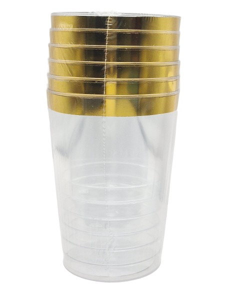 Reusetable Crystal Gold - 6 Bicchieri In Plastica Riutilizzabili - 300cc - Oro