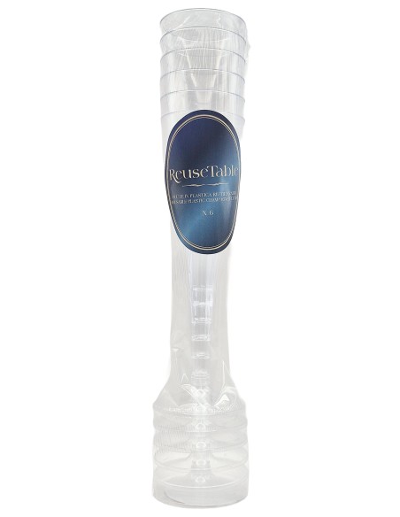 Reusetable Crystal - 6 Flutes In Plastica Riutilizzabili - 140cc - Trasparenti
