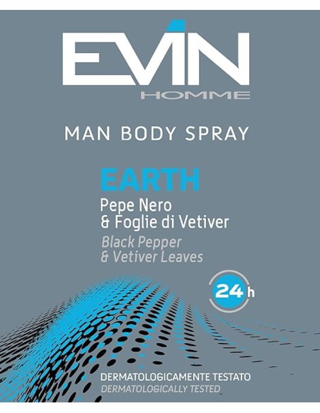 evin deodorante spray uomo - 150ml - earth - pepe nero e foglie di vetiver: tuttocasashop.it: igiene e cura della persona