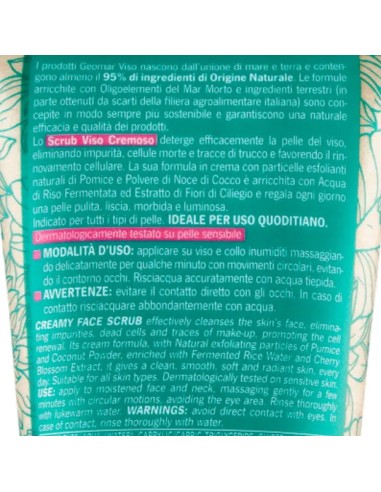 geomar scrub viso cremoso 150ml - 2in1 esfolia e deterge - 95% naturale: tuttocasashop.it: igiene e cura della persona